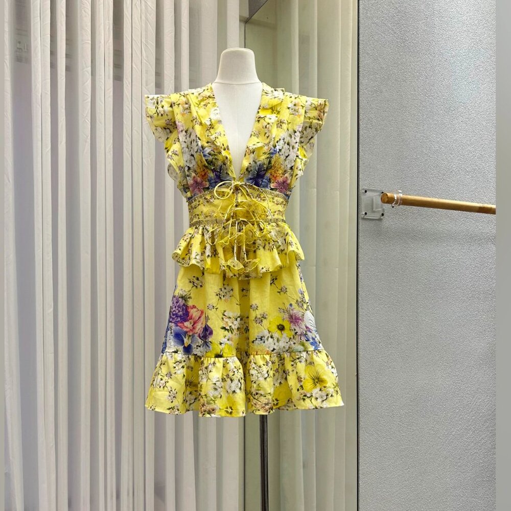 CAMILLA Appliquéd embellished floral-print linen-voile mini dress - Picture 5 of 17